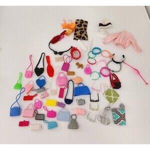 LOT 70 pcs Barbie doll purses glasses headband brushes hats lots of accessories